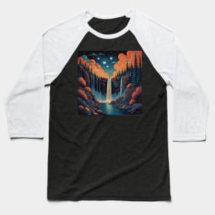 Painting of waterfall at night Baseball T-Shirt